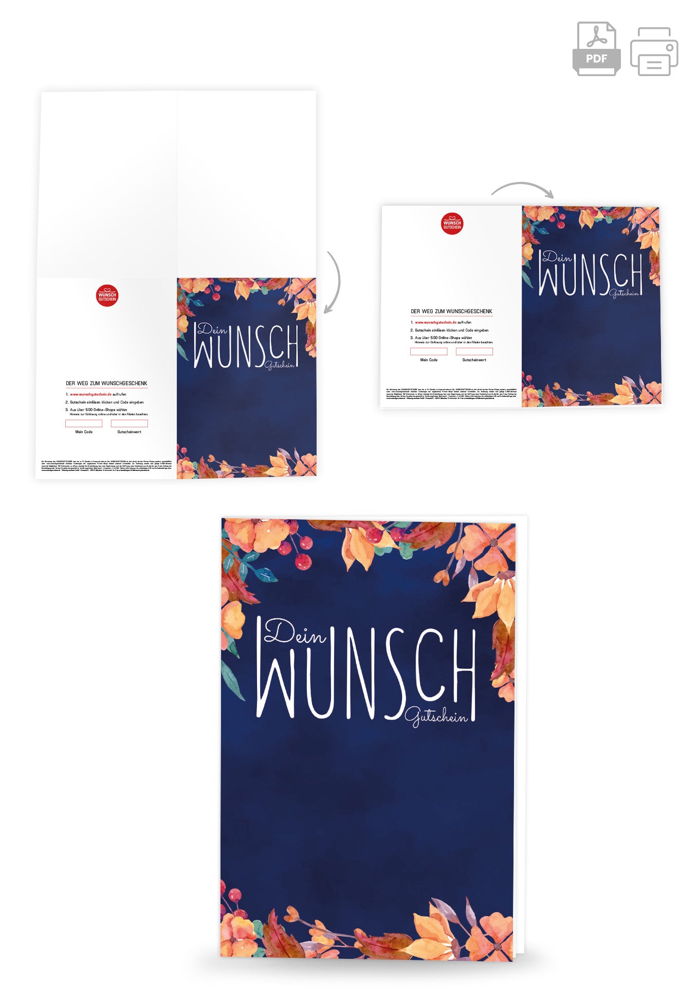 Wunschgutschein Dein Wunschgutschein - Blätter PDF – Geschenkgutschein Ansicht 4