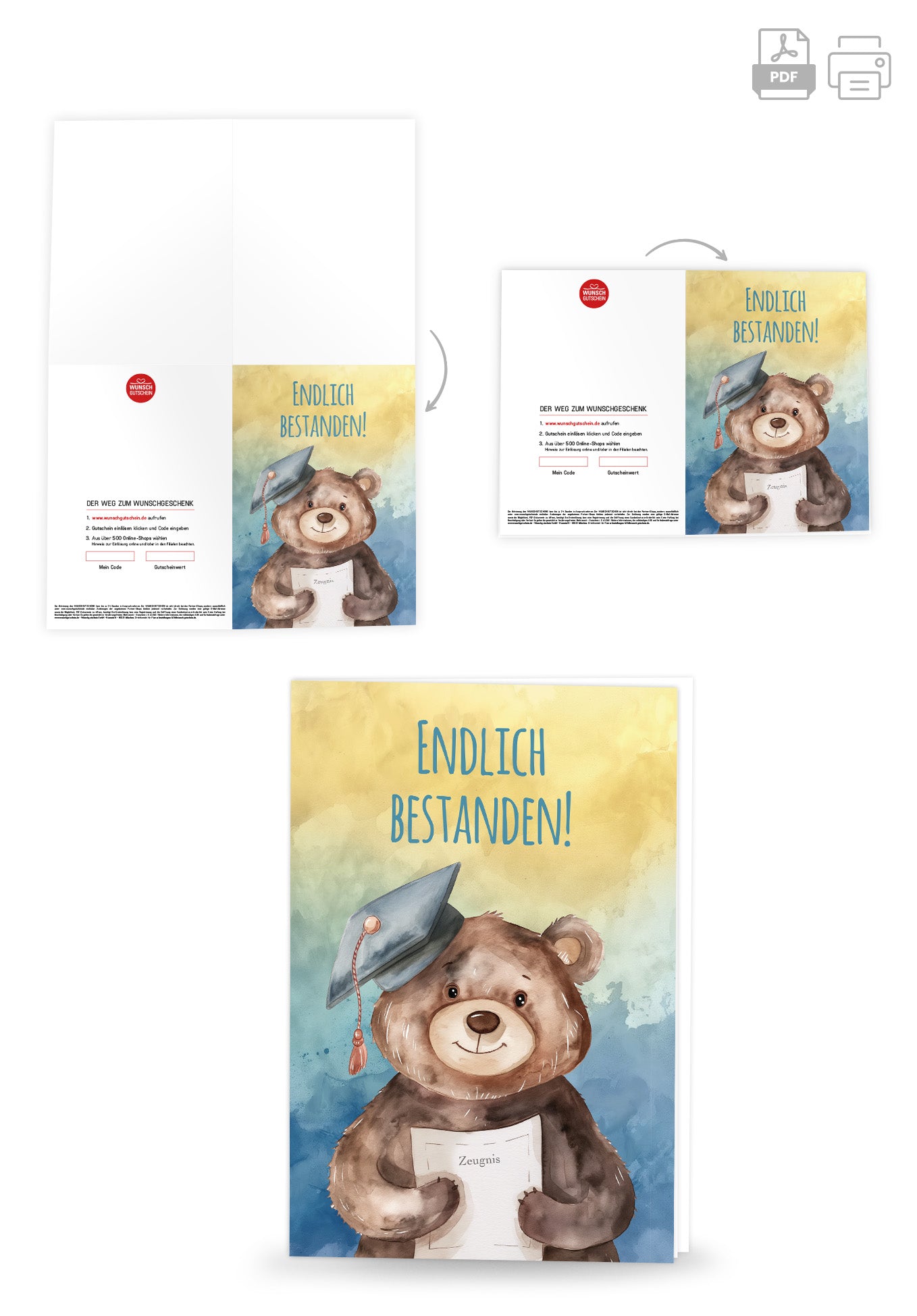 Wunschgutschein Endlich bestanden - Bär – Geschenkgutschein Ansicht 4