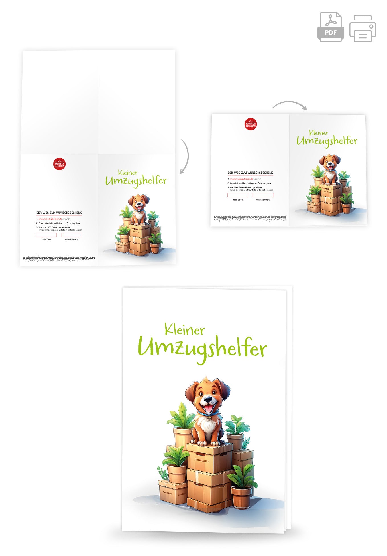 Wunschgutschein Kleiner Umzugshelfer - Hund PDF – Geschenkgutschein Ansicht 4