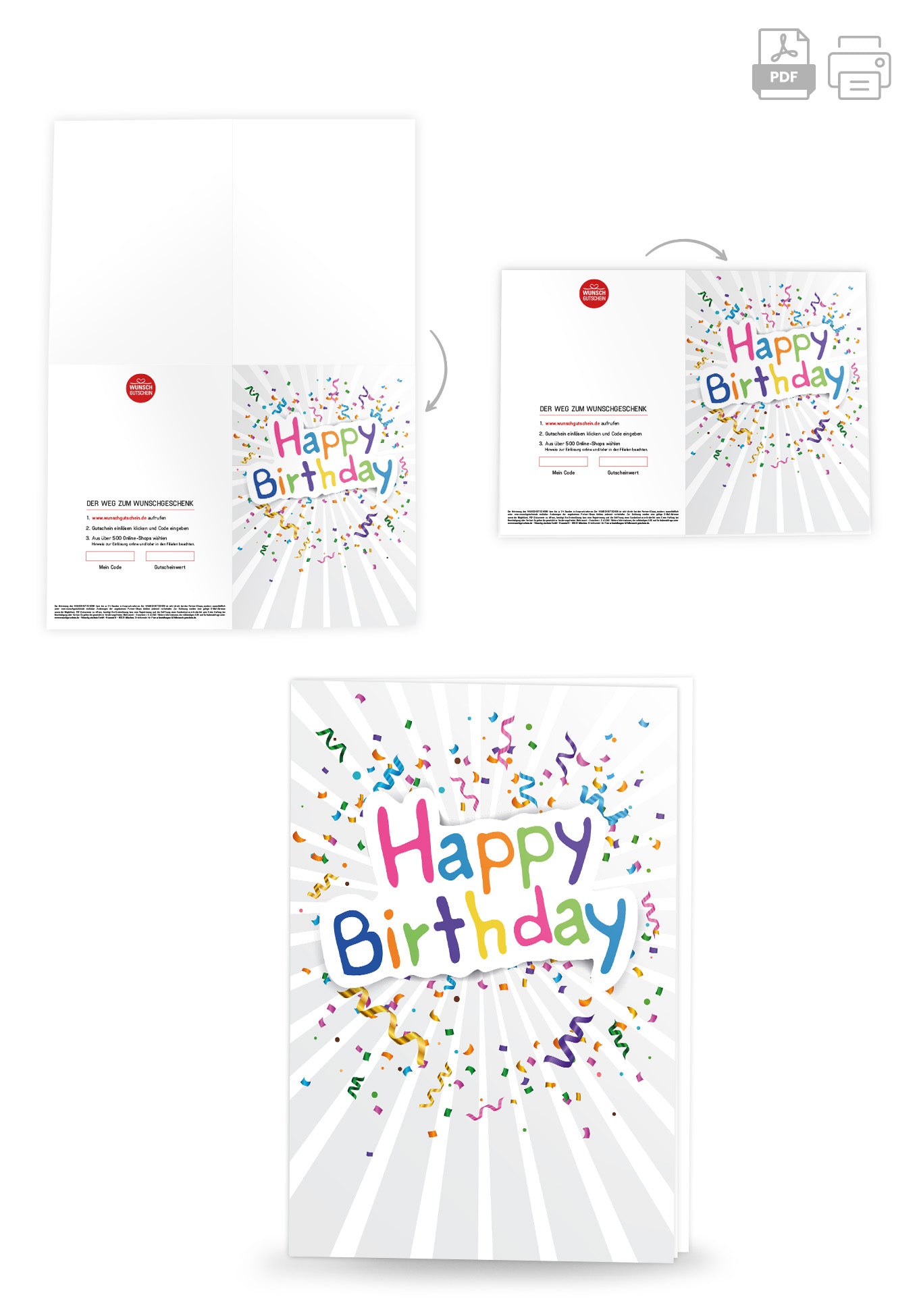 Wunschgutschein Happy Birthday - Konfetti – Geschenkgutschein Ansicht 4