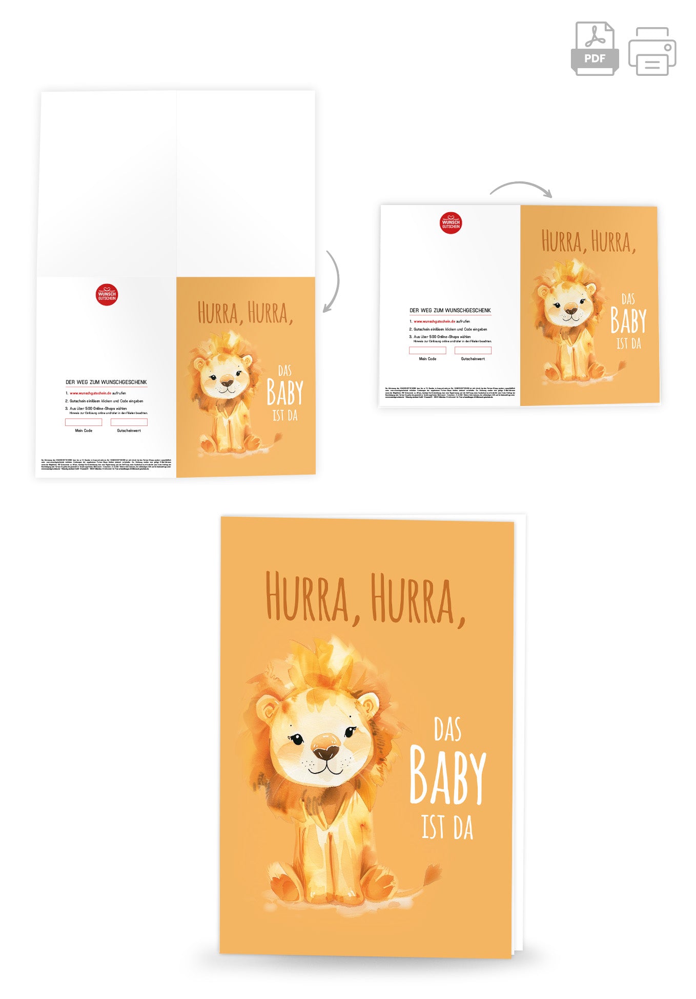 Wunschgutschein Hurra das Baby ist da - Löwe – Geschenkgutschein Ansicht 4
