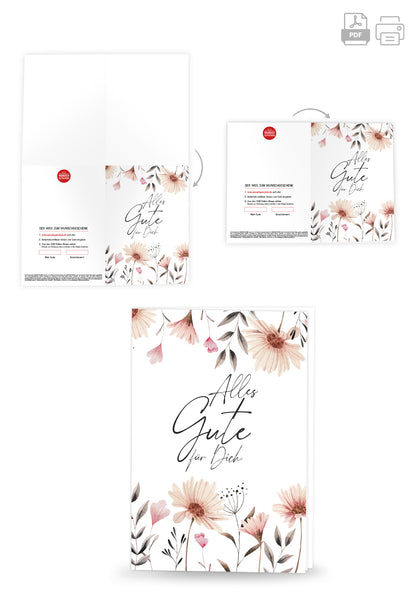 Wunschgutschein Alles Gute - Blumen weiß PDF – Geschenkgutschein Ansicht 4