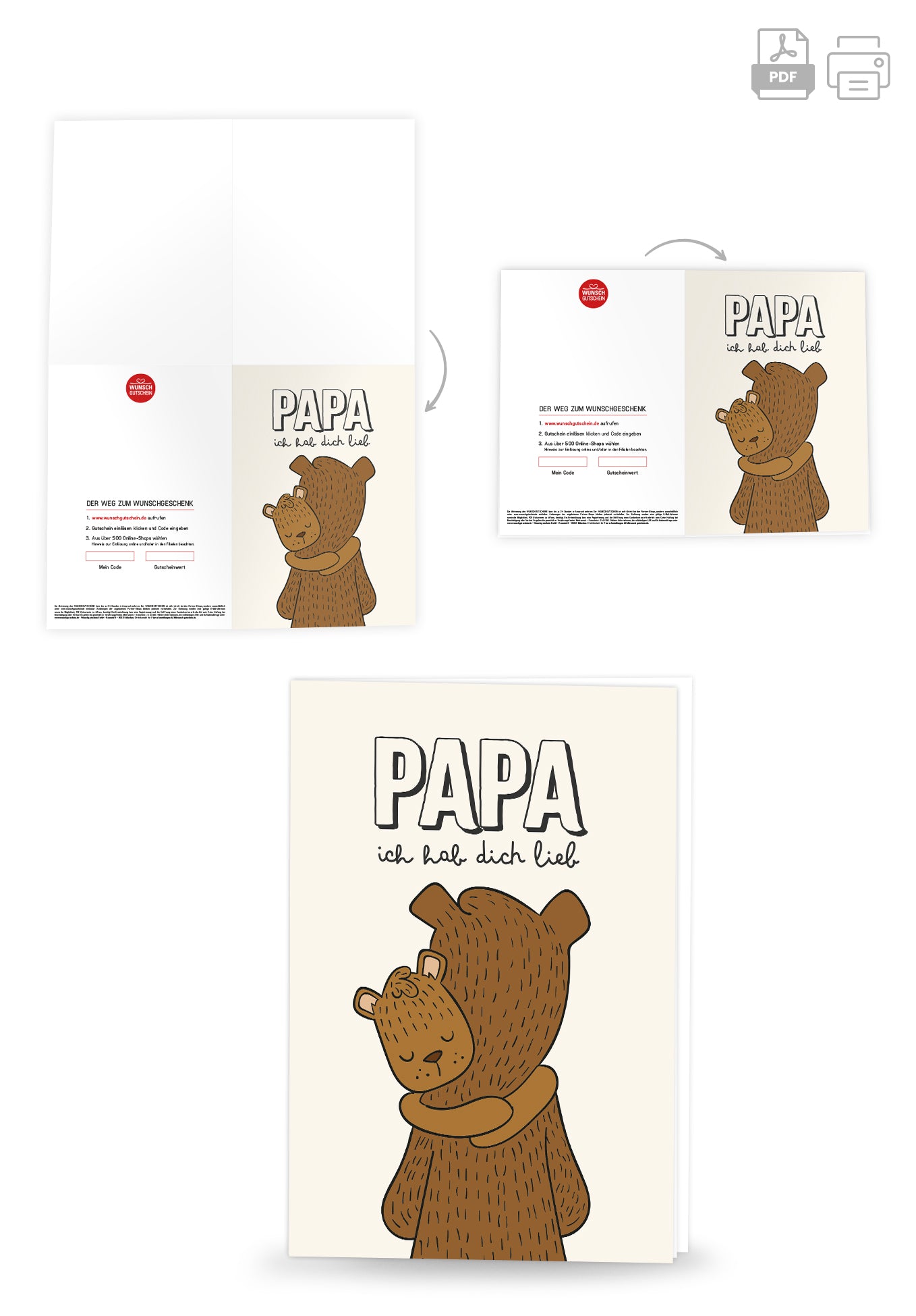 Wunschgutschein Papa ich hab dich lieb - Bären – Geschenkgutschein Ansicht 4