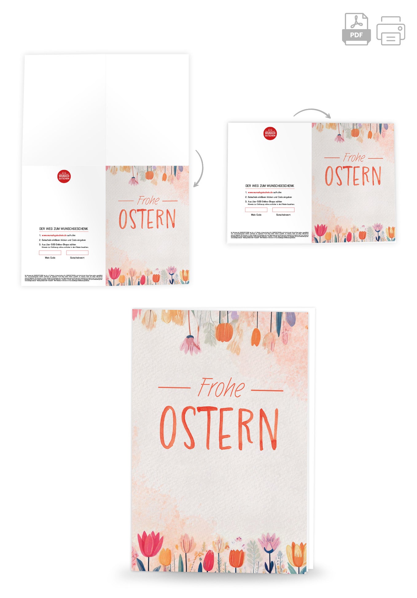 Wunschgutschein Frohe Ostern - Blumen Aquarell – Geschenkgutschein Ansicht 4
