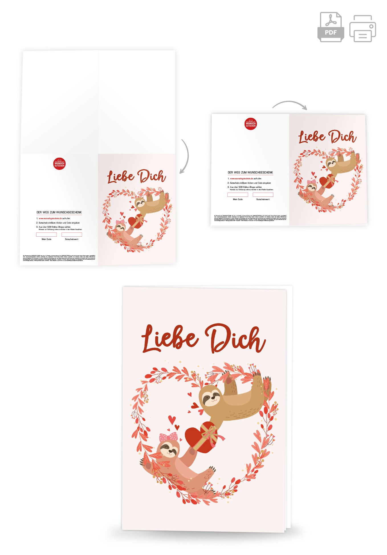 Wunschgutschein Liebe Dich - Faultiere – Geschenkgutschein Ansicht 4