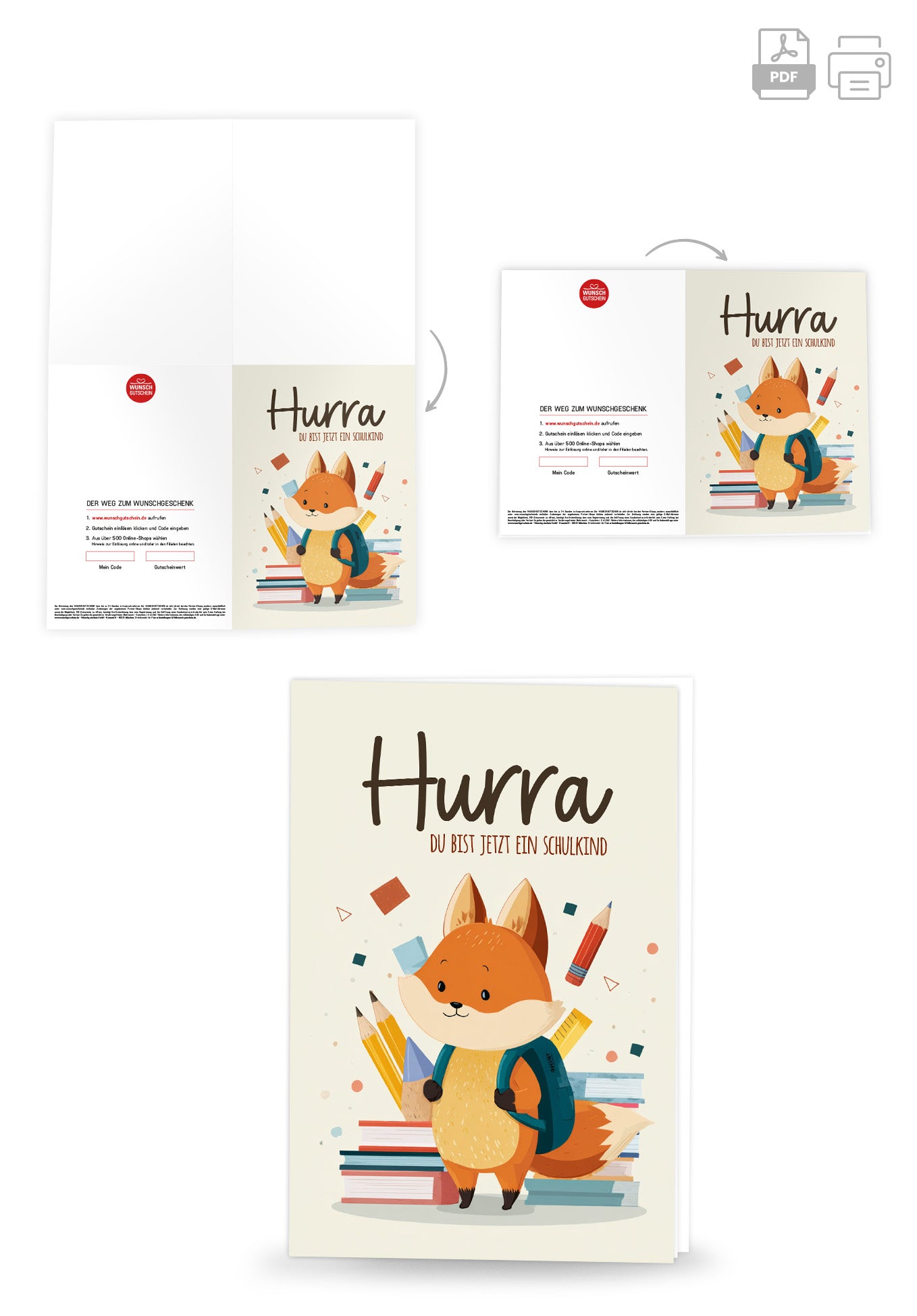 Wunschgutschein Hurra Schulkind - Fuchs – Geschenkgutschein Ansicht 4