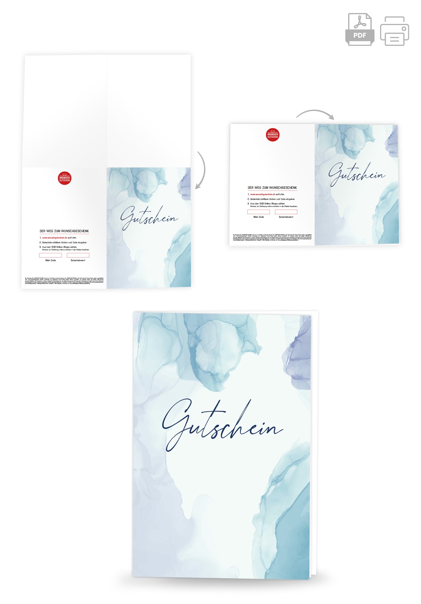 Wunschgutschein Gutschein - Aquarell blau – Geschenkgutschein Ansicht 4