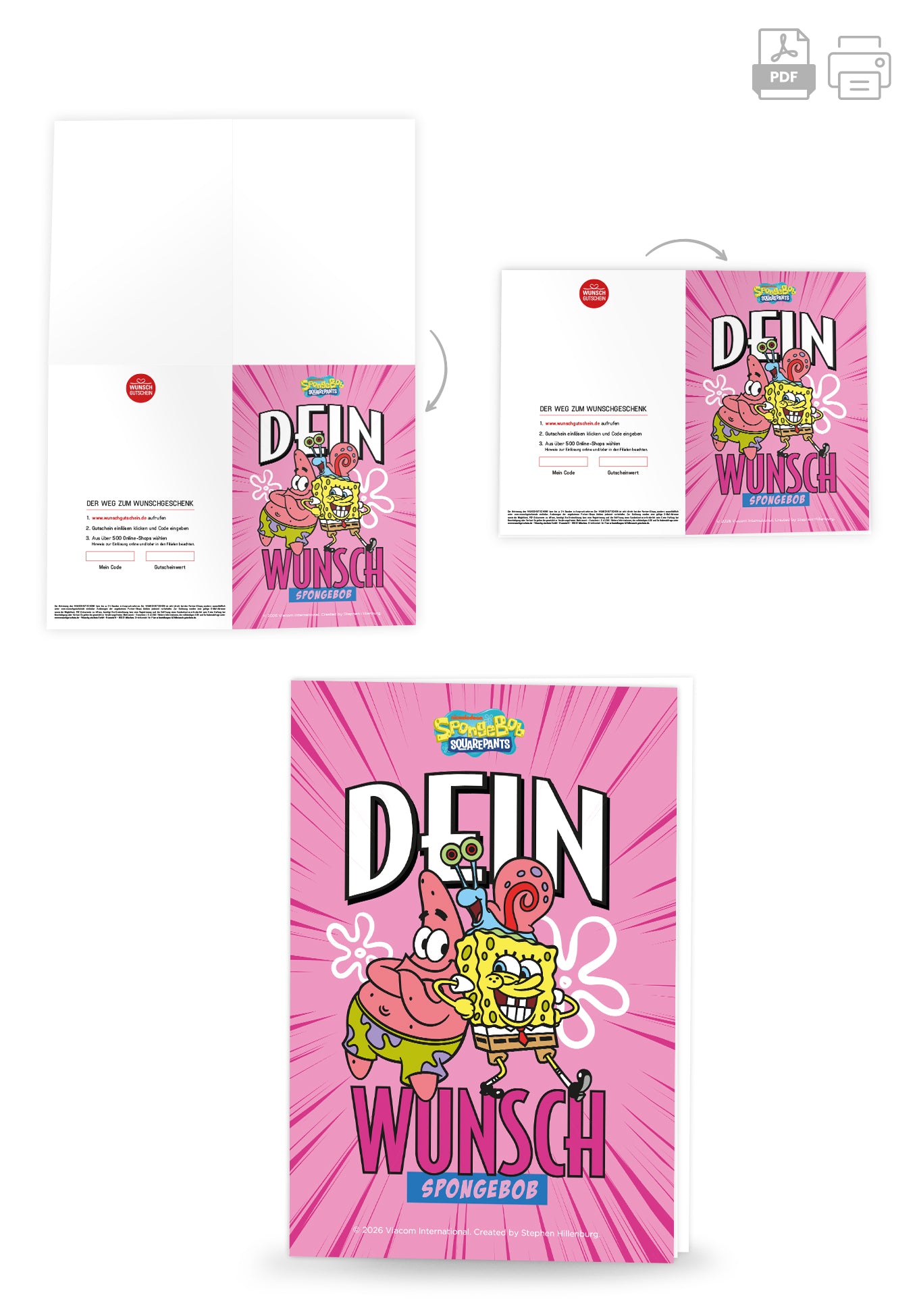 Wunschgutschein Spongebob - Dein Wunsch - Pink PDF – Geschenkgutschein Ansicht 4