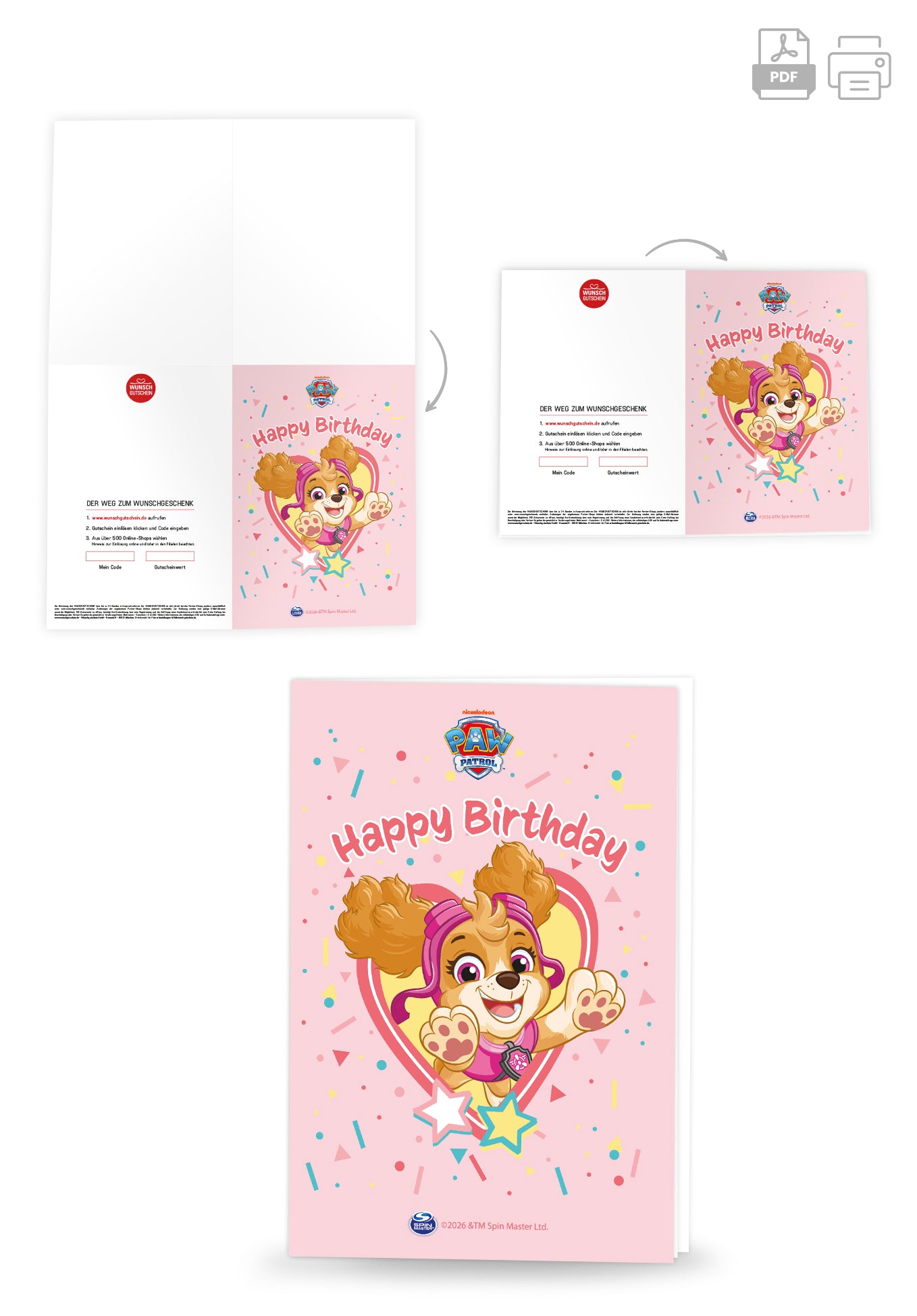 Wunschgutschein Paw Patrol - Happy Birthday - Pink – Geschenkgutschein Ansicht 4