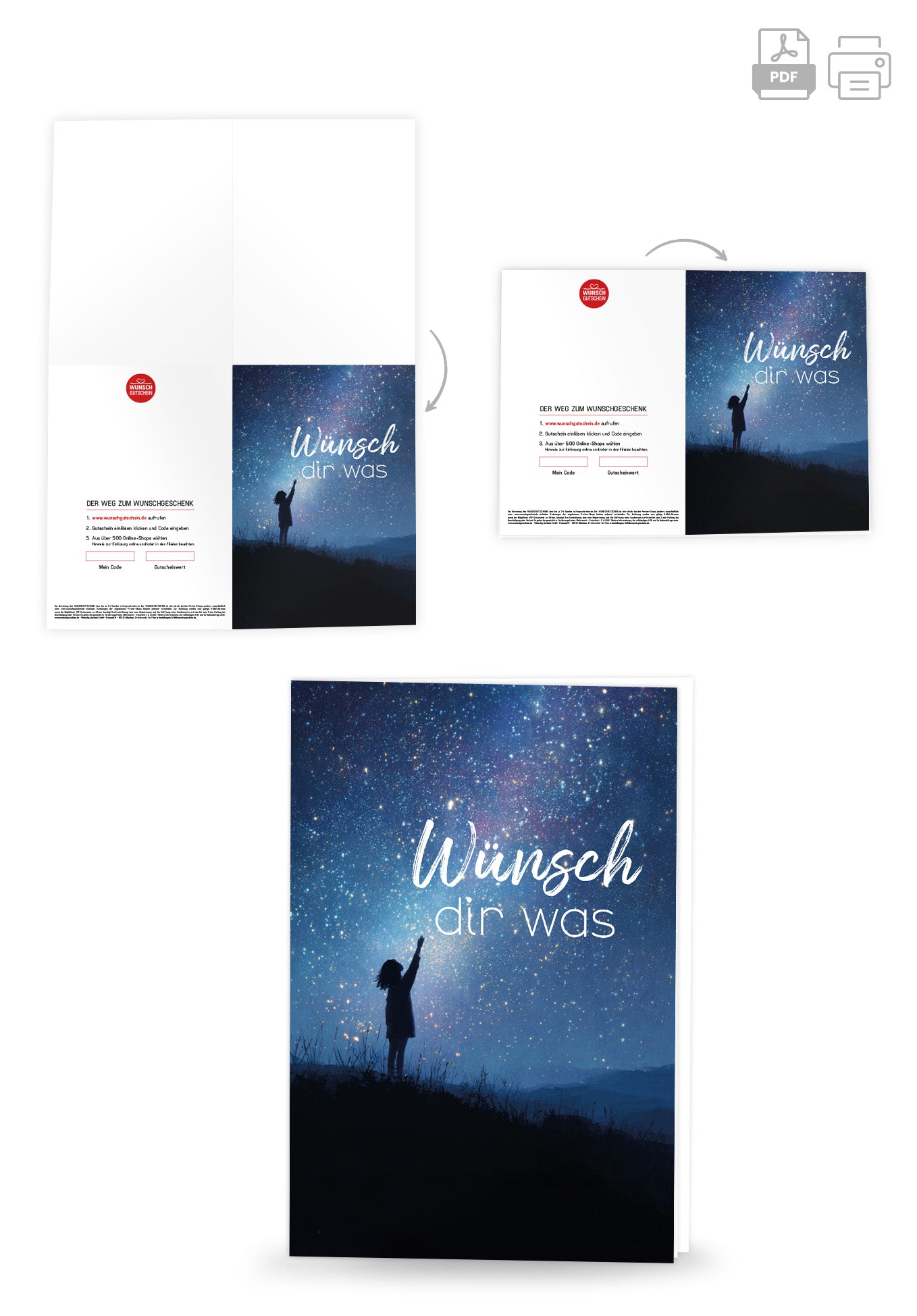 Wunschgutschein Wünsch dir was - Nachthimmel Kind – Geschenkgutschein Ansicht 4