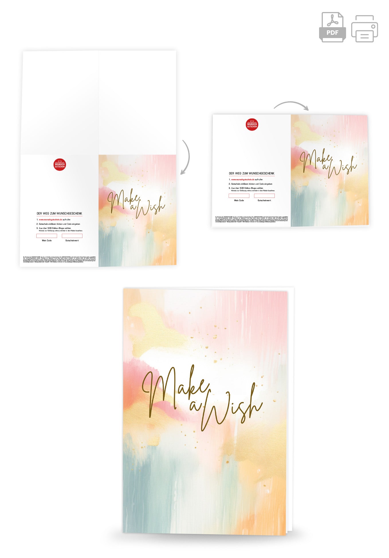 Wunschgutschein Make a wish - Aquarell Bunt – Geschenkgutschein Ansicht 4