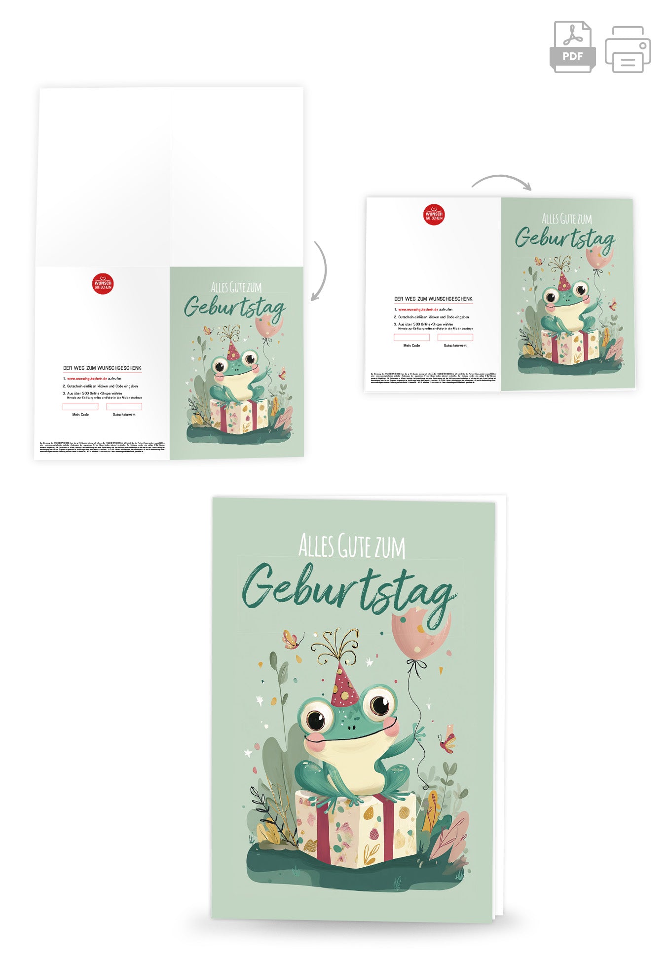 Wunschgutschein Alles Gute zum Geburtstag - Frosch – Geschenkgutschein Ansicht 4