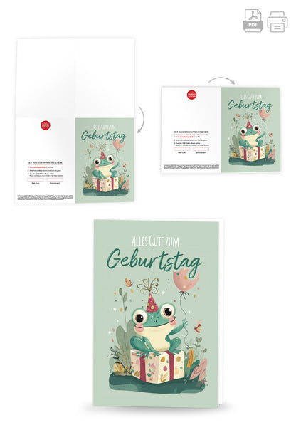 Wunschgutschein Alles Gute zum Geburtstag - Frosch – Geschenkgutschein Ansicht 4