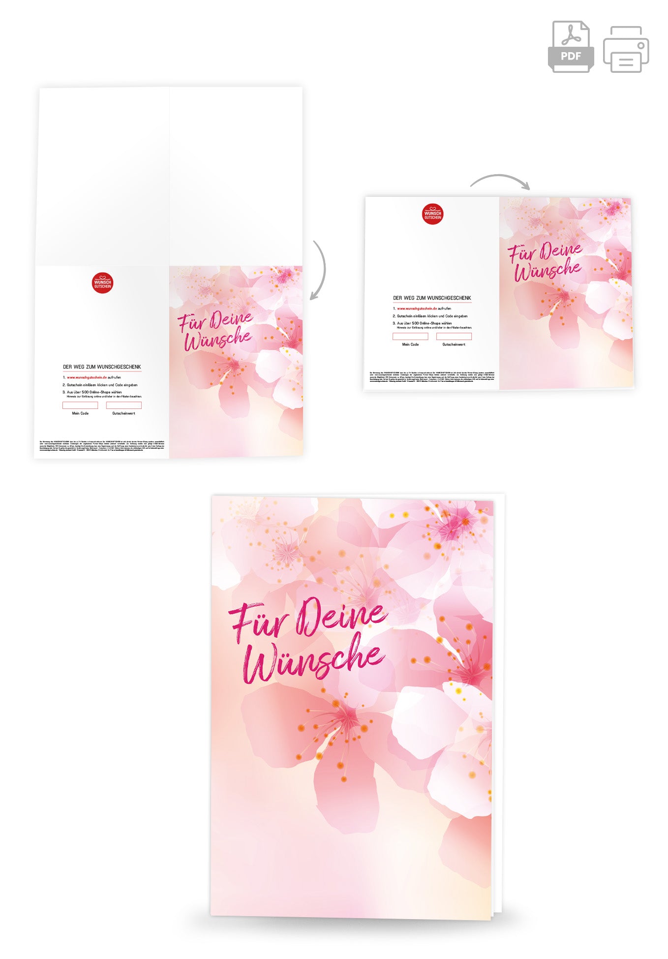 Wunschgutschein Für deine Wünsche - Blumen Rosa – Geschenkgutschein Ansicht 4