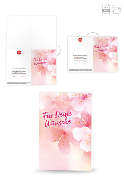 Wunschgutschein Für deine Wünsche - Blumen Rosa – Geschenkgutschein Ansicht 4