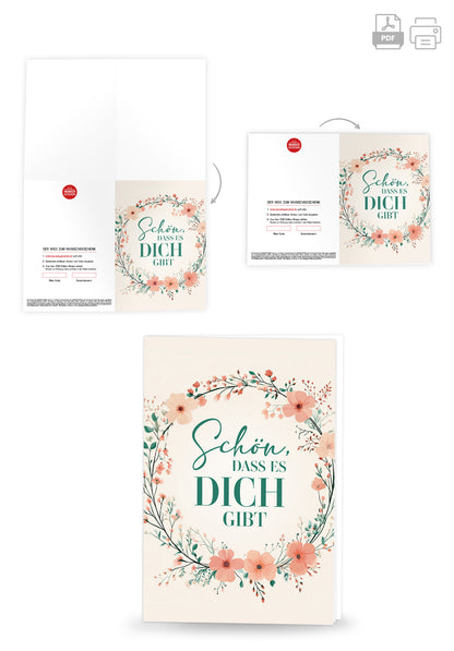 Wunschgutschein Schön dass es dich gibt - Blumenkranz – Geschenkgutschein Ansicht 4