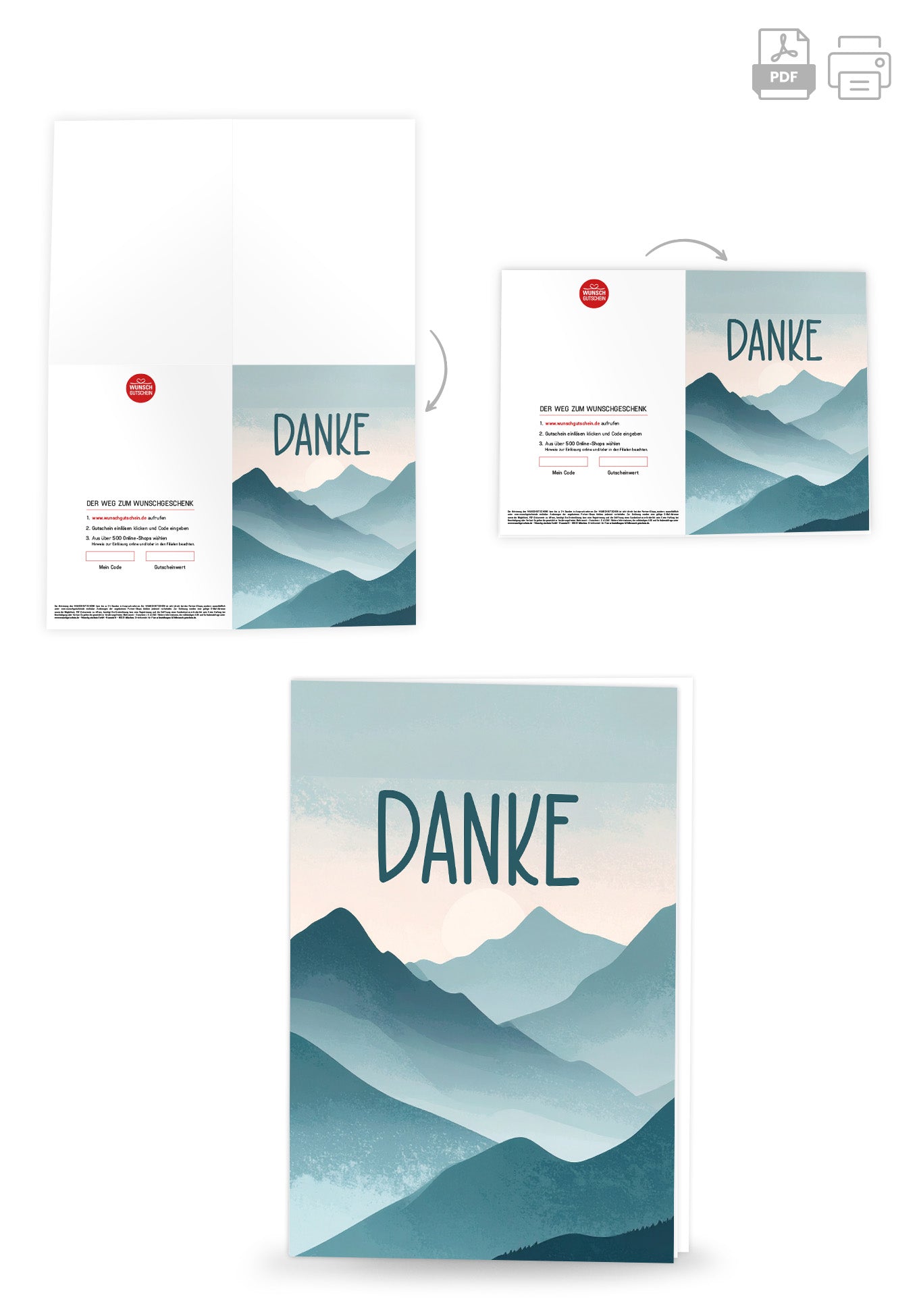 Wunschgutschein Danke - Berge PDF – Geschenkgutschein Ansicht 4