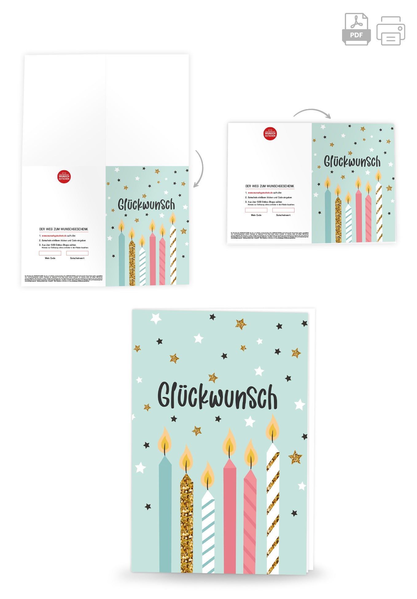 Wunschgutschein Glückwunsch - Kerzen und Sterne – Geschenkgutschein Ansicht 4