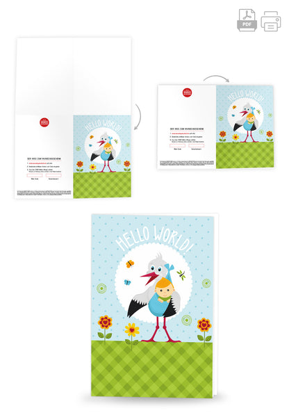 Wunschgutschein Hello World - Storch – Geschenkgutschein Ansicht 8