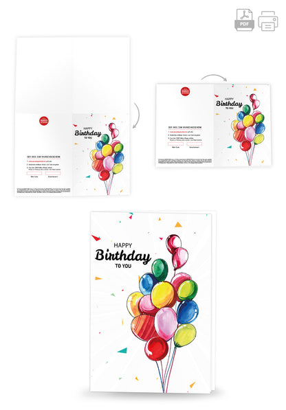Wunschgutschein Happy Birthday - Bunte Ballons – Geschenkgutschein Ansicht 4