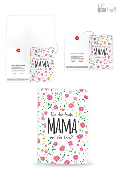 Wunschgutschein Für die beste Mama auf der Welt - Blumenmuster – Geschenkgutschein Ansicht 4