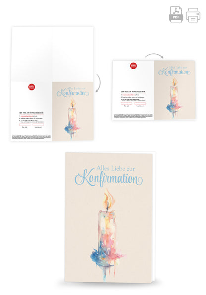 Wunschgutschein Zur Konfirmation - Kerze Aquarell – Geschenkgutschein Ansicht 4
