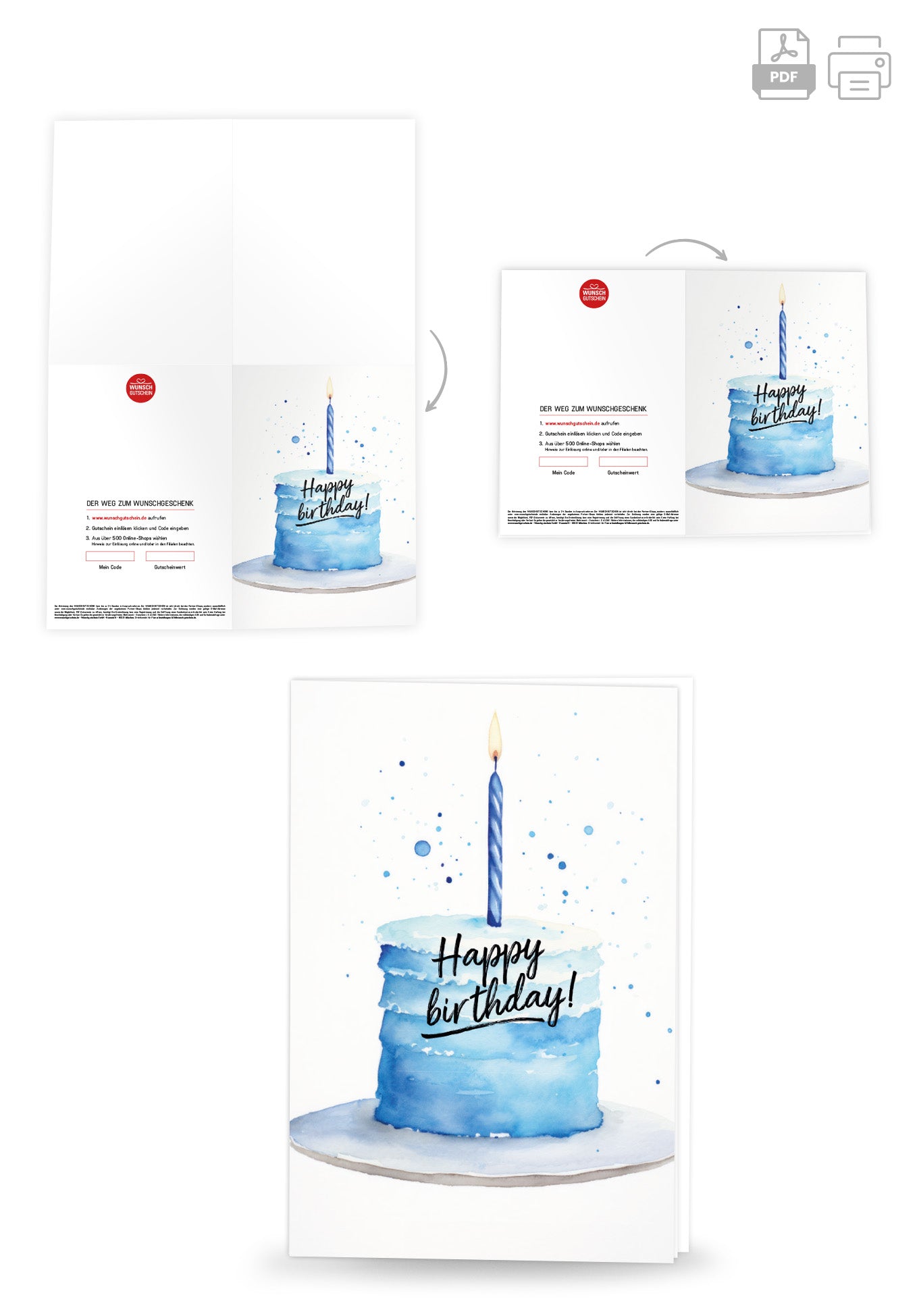 Wunschgutschein Happy Birthday - Torte Blau PDF – Geschenkgutschein Ansicht 8