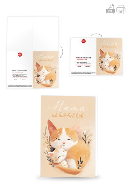 Wunschgutschein Mama hab dich lieb - Katzen Orange – Geschenkgutschein Ansicht 4