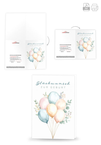 Wunschgutschein Glückwunsch zur Geburt - Ballons PDF – Geschenkgutschein Ansicht 4