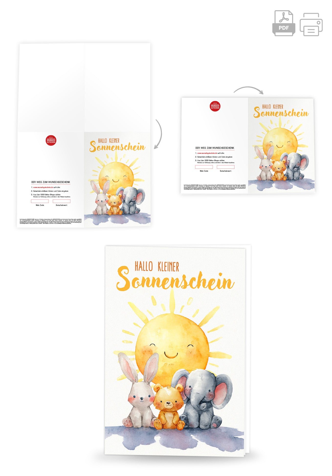 Wunschgutschein Hallo Sonnenschein - Sonne Tiere – Geschenkgutschein Ansicht 4