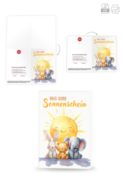 Wunschgutschein Hallo Sonnenschein - Sonne Tiere – Geschenkgutschein Ansicht 4