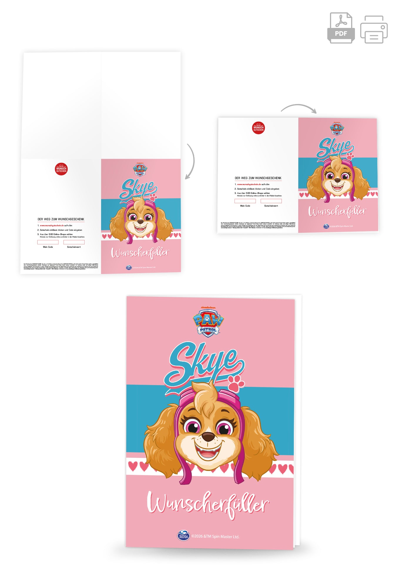 Wunschgutschein Paw Patrol - Wunscherfüller - Skye Blau Pink – Geschenkgutschein Ansicht 4