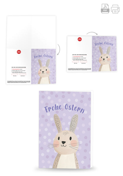 Wunschgutschein Frohe Ostern - Hase Pastellila PDF – Geschenkgutschein Ansicht 4
