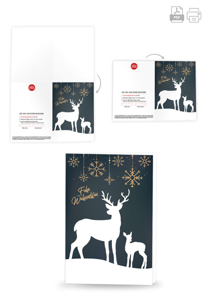 Wunschgutschein Frohe Weihnachten - Rentier Grün – Geschenkgutschein Ansicht 4
