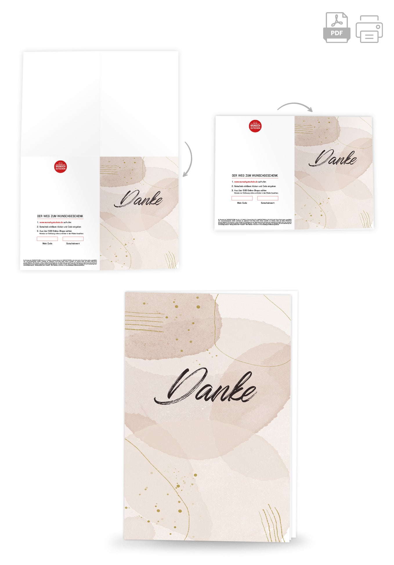 Wunschgutschein Danke - Beige – Geschenkgutschein Ansicht 4