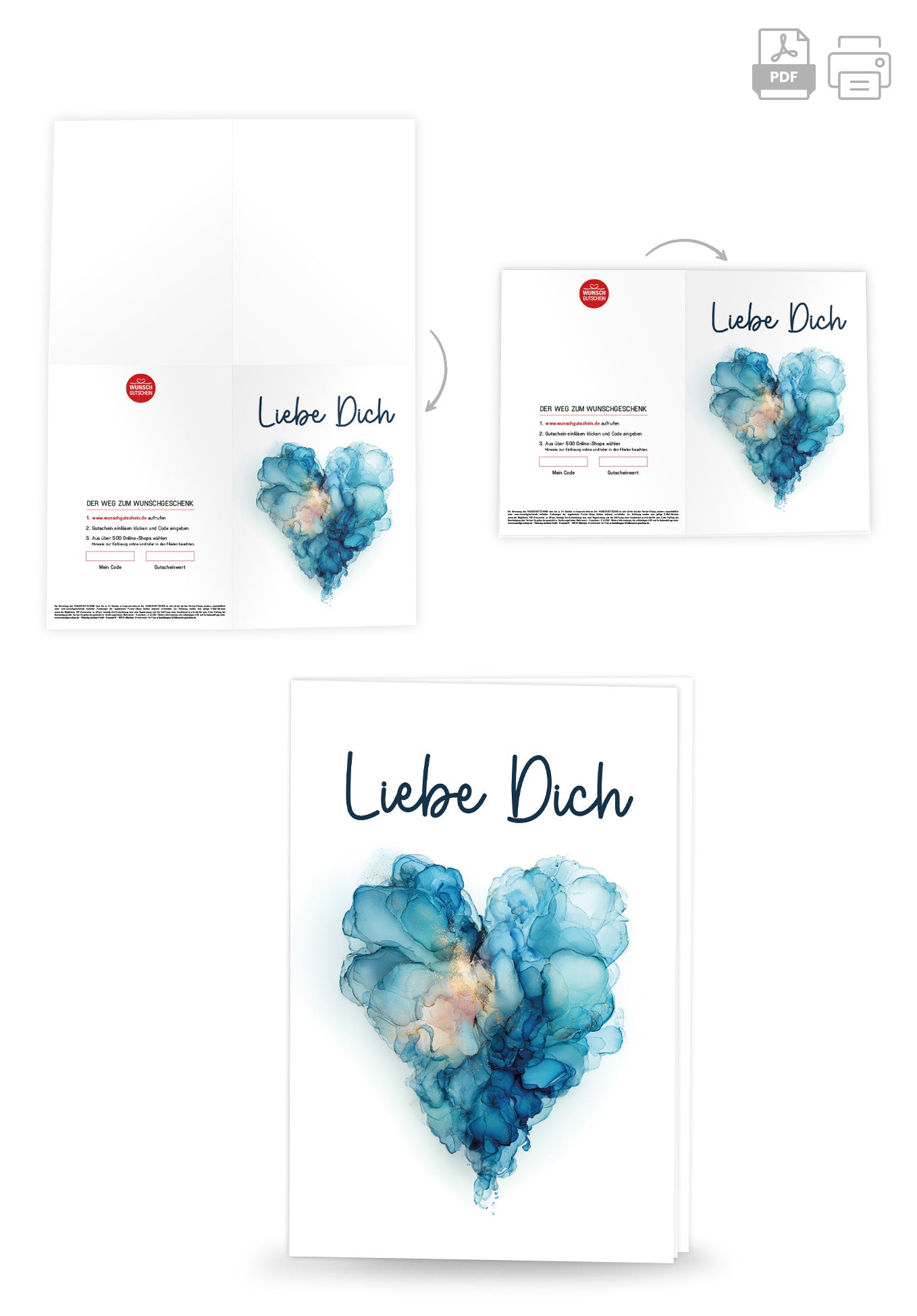 Wunschgutschein Liebe Dich - Herz Blau – Geschenkgutschein Ansicht 4