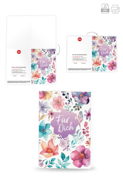 Wunschgutschein Für Dich - Blumen Aquarell PDF – Geschenkgutschein Ansicht 4