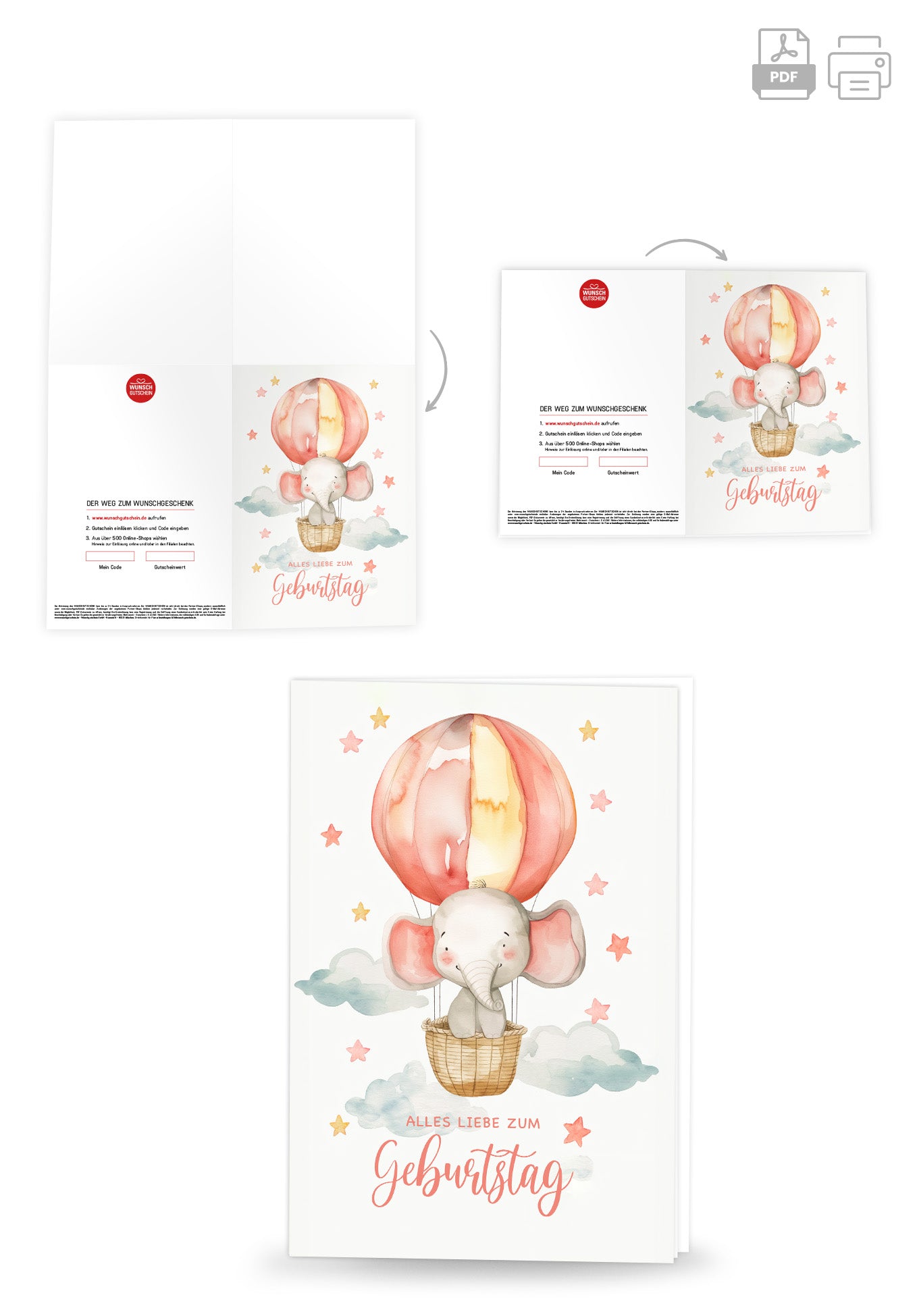 Wunschgutschein Alles Liebe - Elefant PDF – Geschenkgutschein Ansicht 4