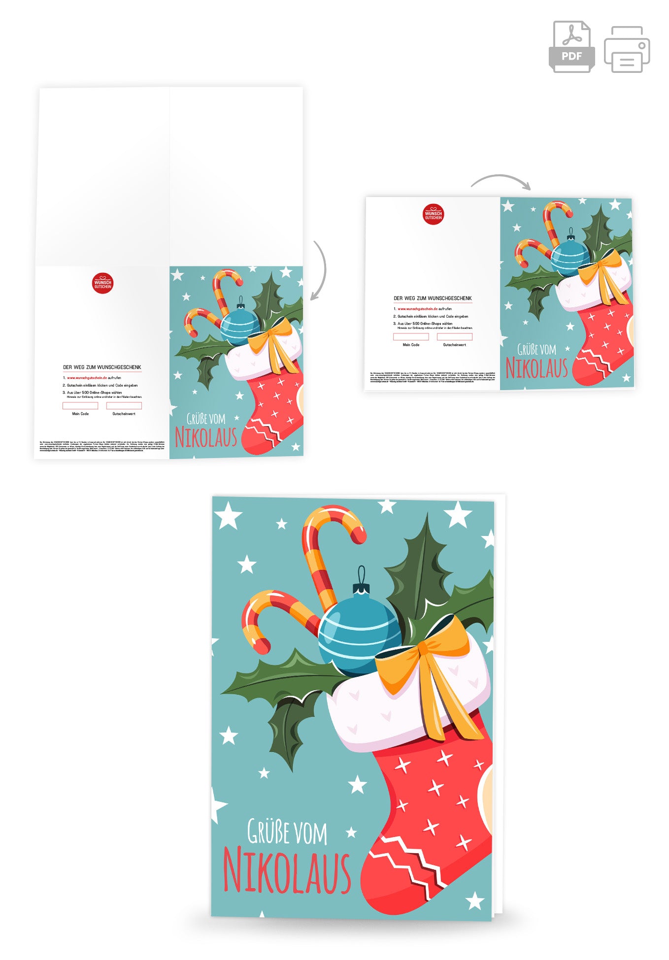 Wunschgutschein Grüße vom Nikolaus - Strumpf – Geschenkgutschein Ansicht 4