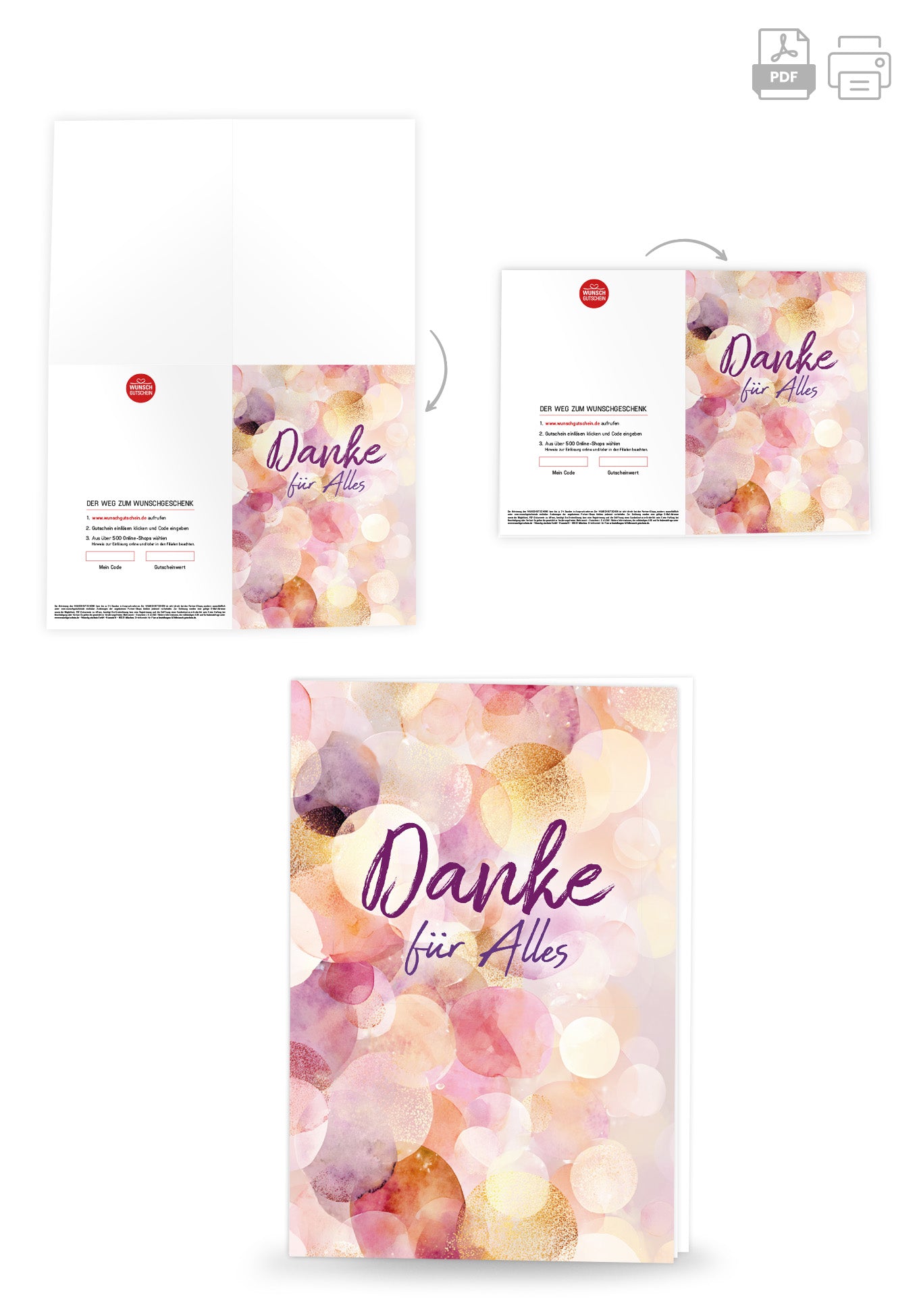 Wunschgutschein Danke für Alles - Lila Gold PDF – Geschenkgutschein Ansicht 4