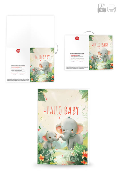 Wunschgutschein Hallo Baby - Elefanten – Geschenkgutschein Ansicht 4
