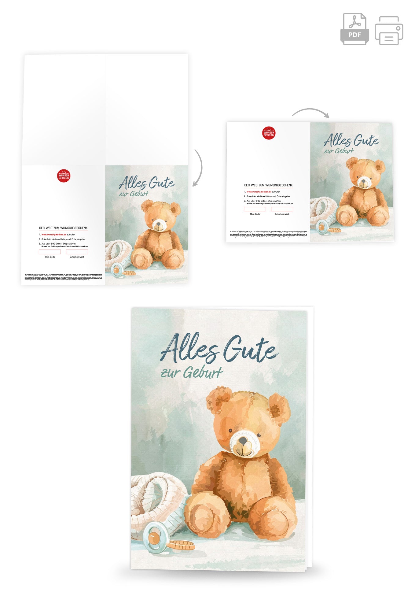 Wunschgutschein Alles Gute Geburt - Teddy Schnuller – Geschenkgutschein Ansicht 4