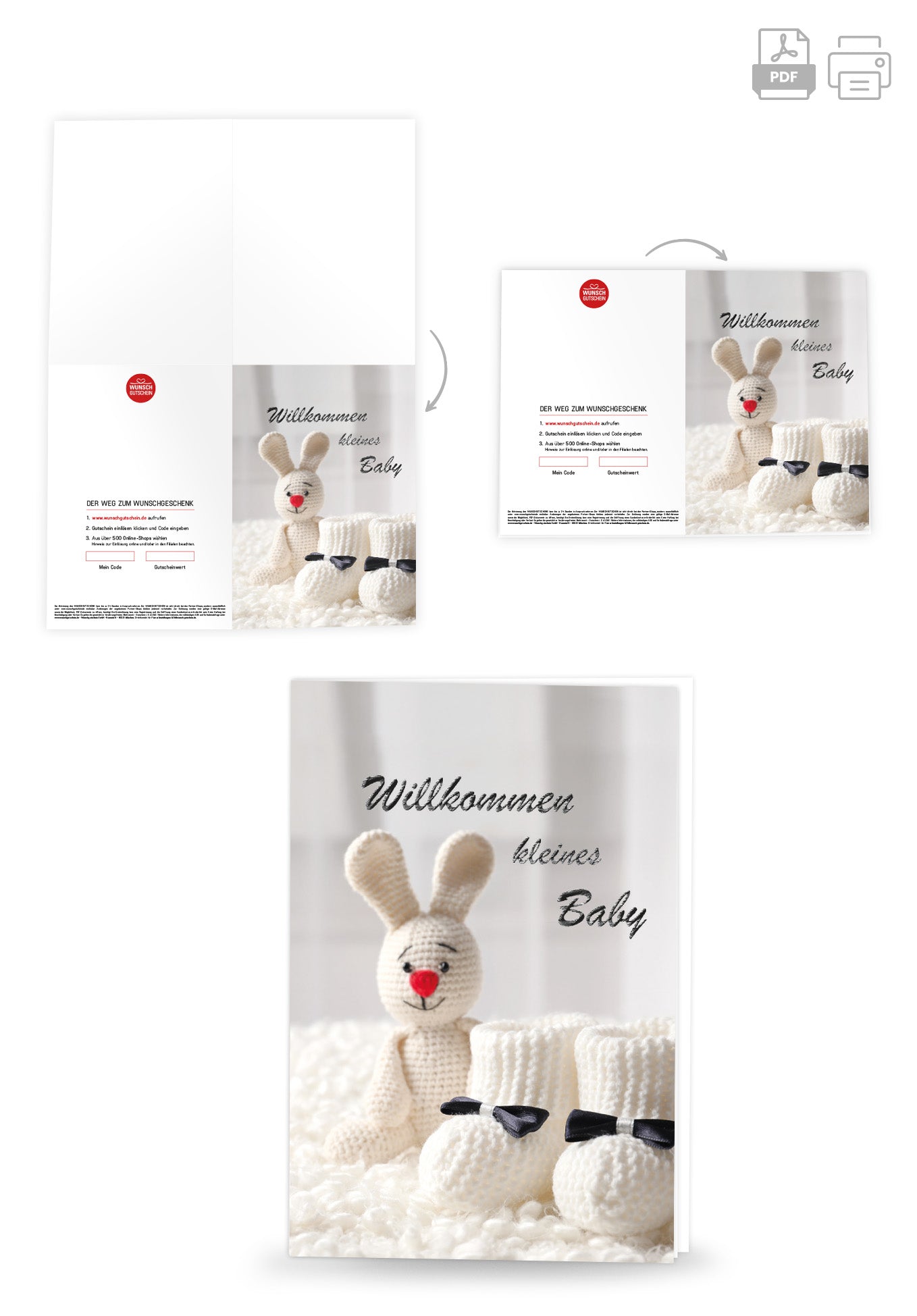 Wunschgutschein Willkommen kleines Baby - Hase – Geschenkgutschein Ansicht 4