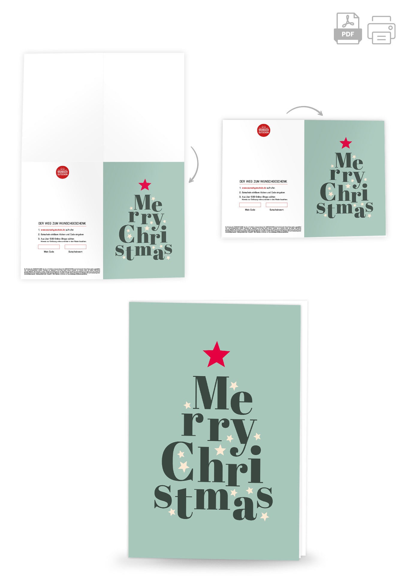 Wunschgutschein Merry Christmas - Buchstaben Tannenbaum – Geschenkgutschein Ansicht 4