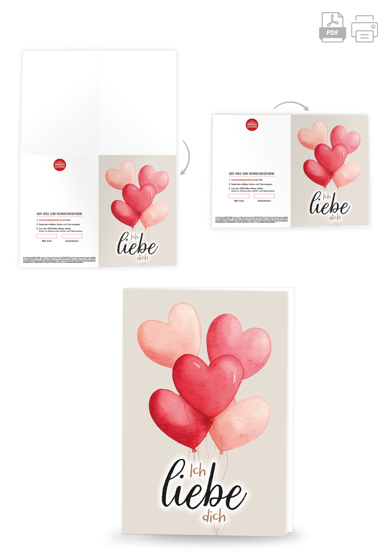 Wunschgutschein Ich liebe dich - Herzballons – Geschenkgutschein Ansicht 4