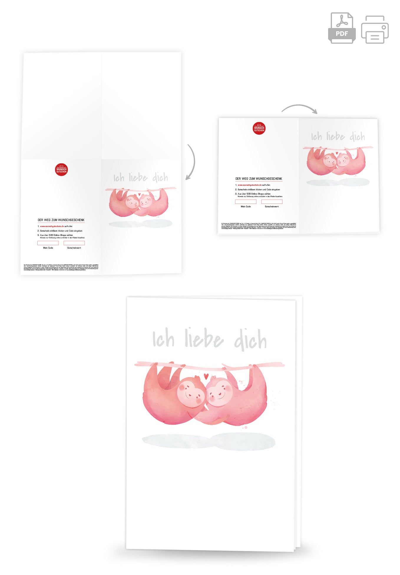 Wunschgutschein Ich liebe dich - Faultiere PDF – Geschenkgutschein Ansicht 4