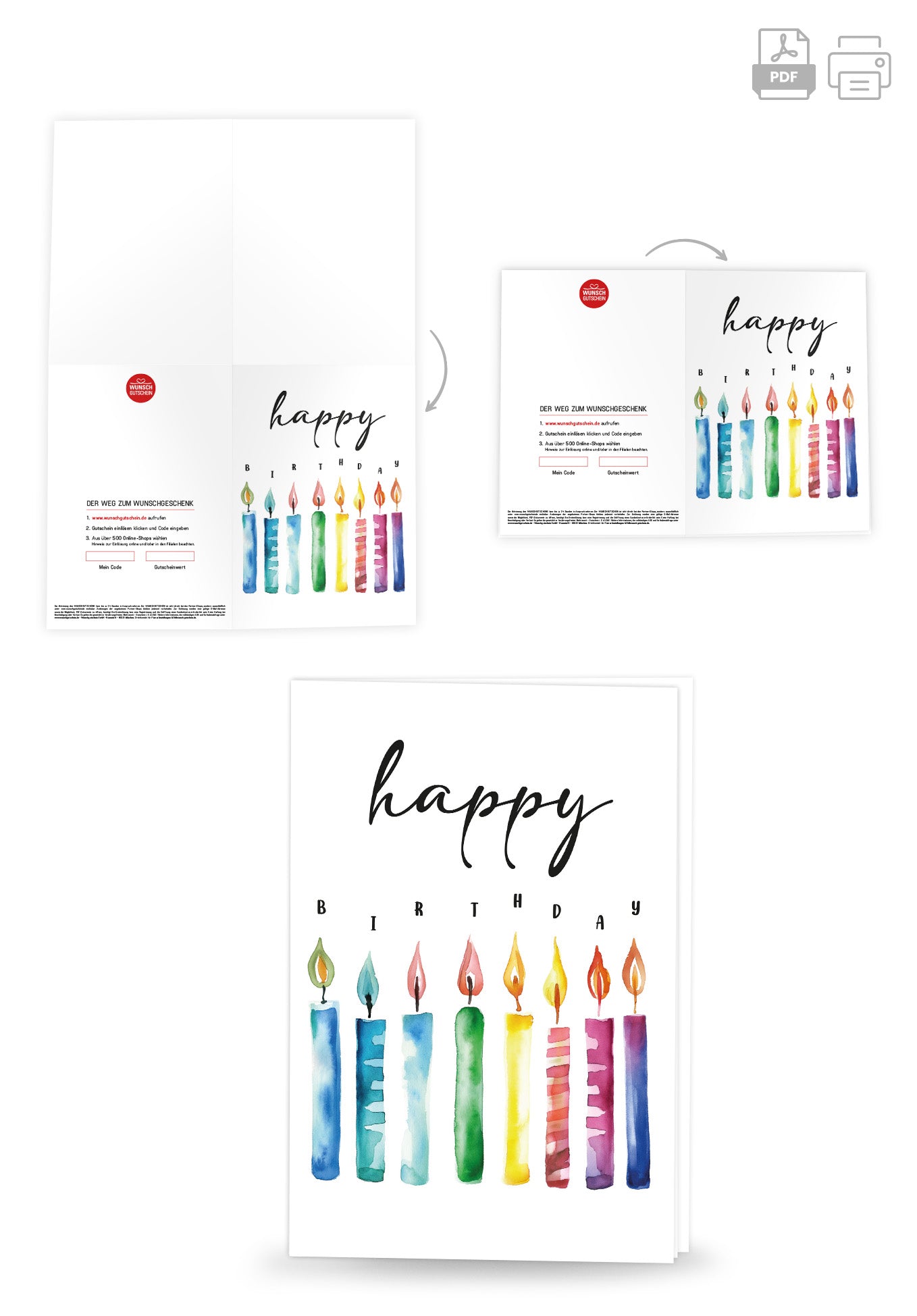 Wunschgutschein Happy Birthday - Kerzen PDF – Geschenkgutschein Ansicht 4