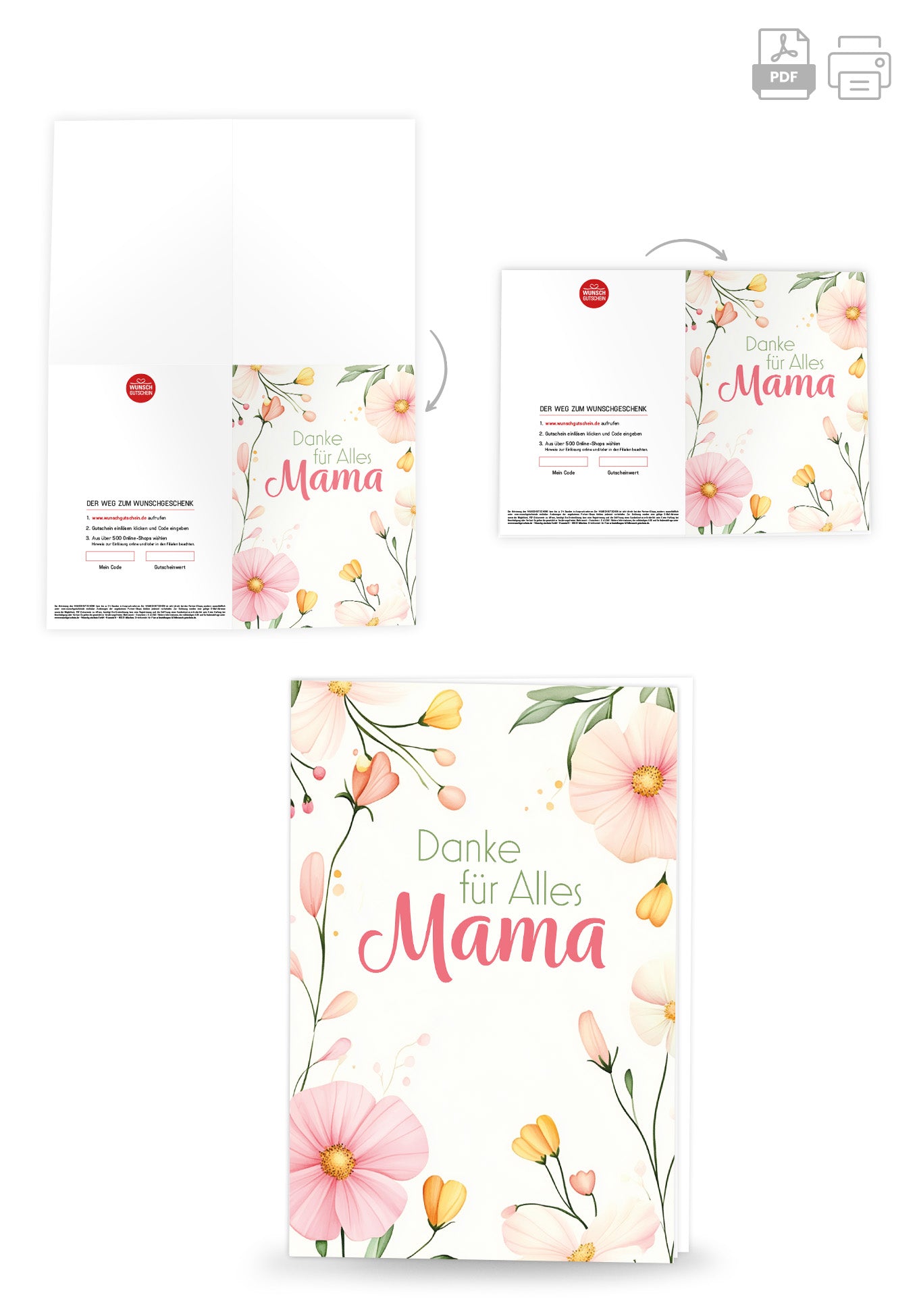 Wunschgutschein Danke für Alles Mama - Blumenrahmen – Geschenkgutschein Ansicht 4