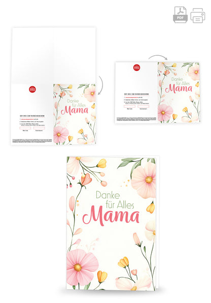 Wunschgutschein Danke für Alles Mama - Blumenrahmen – Geschenkgutschein Ansicht 4