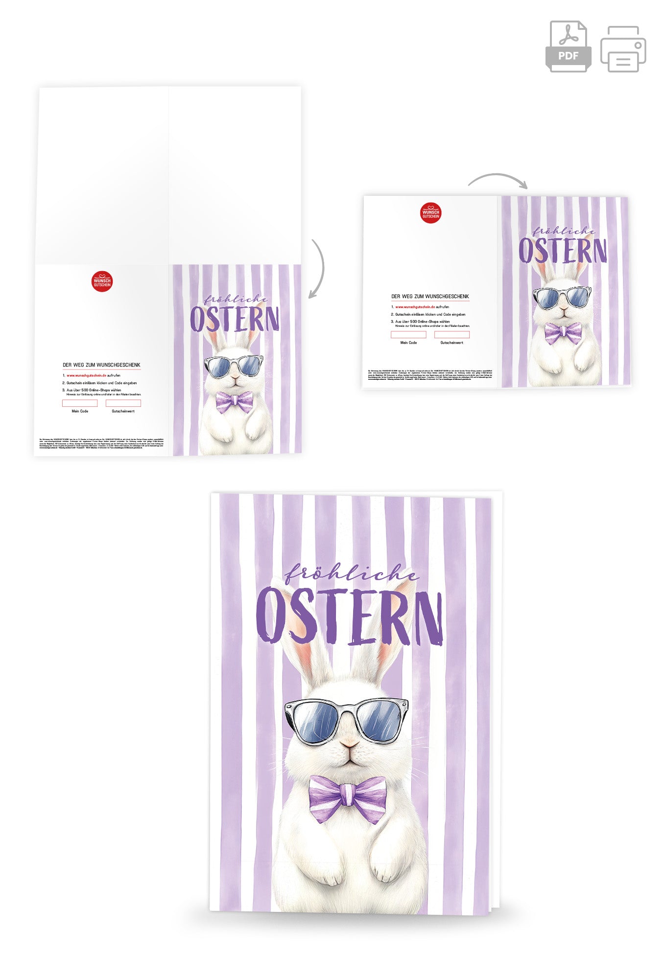 Wunschgutschein Fröhliche Ostern - Hase Sonnenbrille – Geschenkgutschein Ansicht 4